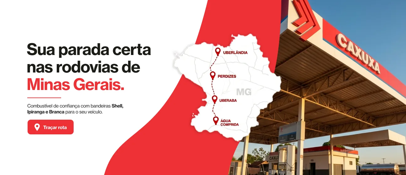 Sua parada certa nas rodovias de Minas Gerais. Mapa de MG com as unidades de Uberlândia, Perdizes, Uberaba e Água Comprida.
